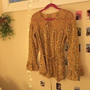 Yellow floral blouse
